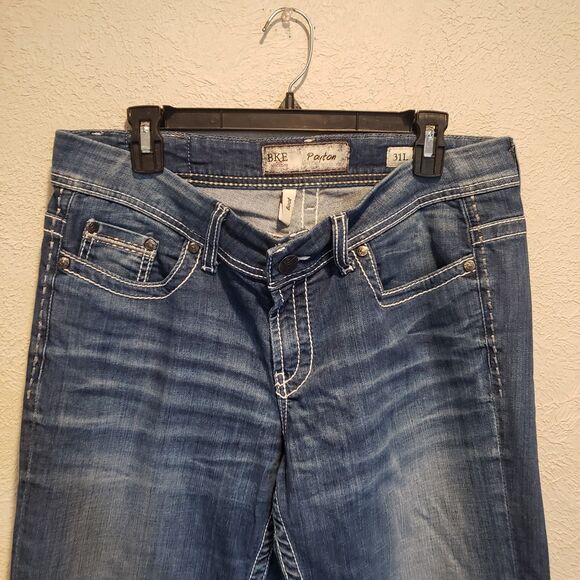 BKE Payton Buckle Jeans Women's Blue Dark Wash Bootcut Boot Cut Size 31L - Picture 5 of 8